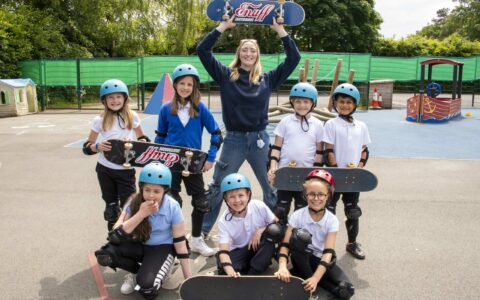 Burntstump Seely C of E Primary Academy children enjoy skateboard and scooter workshop